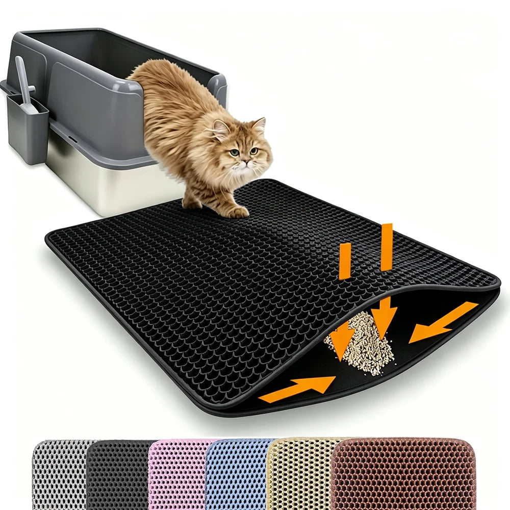Double-layer cat litter tray, pet cat litter box filter pad, wear-resistant cat litter pad