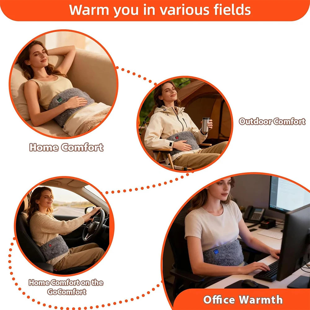 1Pcs Electric Heating Pad for Women 3-Temperature Settings, Adjustable Waist Warmer Belt with Crystal Velvet Washable Back  Belt